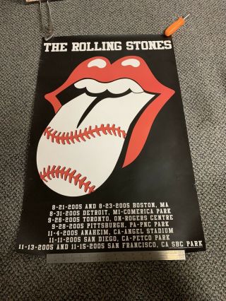 2005 Tour The Rolling Stones Baseball Parks Poster Rare Tongue & Lips