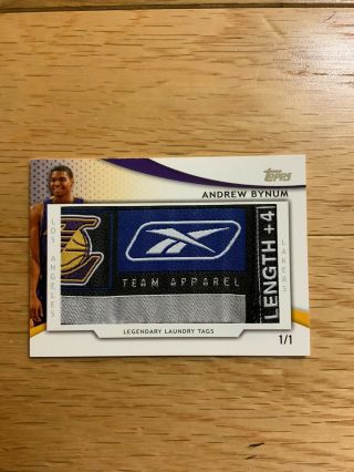 2009 - 10 Topps Jersey Legendary Laundry Tag Reebok 1/1 Andrew Bynum Lakers Rare