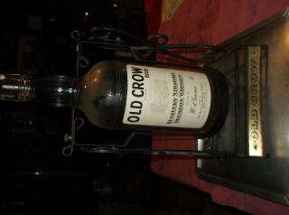 Rare Vintage Old Crow Bourbon Whiskey Bar Back Metal Framed Swivel Bottle