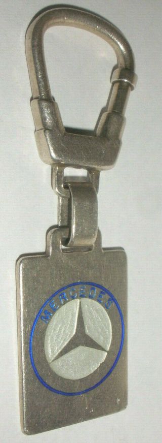 Rare Vintage Mercedes Benz Sterling Silver Enamel Key Ring Chain Holder