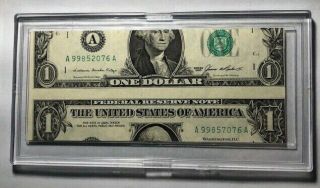 1985 $1 Dollar Bill Rare/miss Alignment Error/mis - Cut.