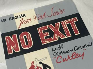 Jean Paul Sartre No Exit Rare Silk - Screened Poster Mid - Century French