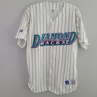 Rare Vintage 90s Russell Authentic Arizona Diamondbacks Pinstripe Jersey Mens L