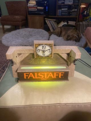 Rare Falstaff Beer Clock Light Bar Tavern Tap Brew 1970s Register Topper