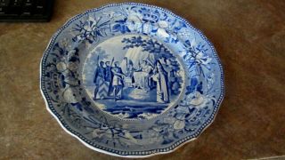 Rare 1825 Historical Staffordshire 10 " Flow Blue Plate Signing Magna Charta