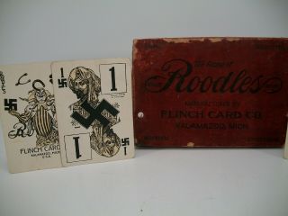 Rare Vintage 1912 Roodles Card Game Complete W Joker Swastika