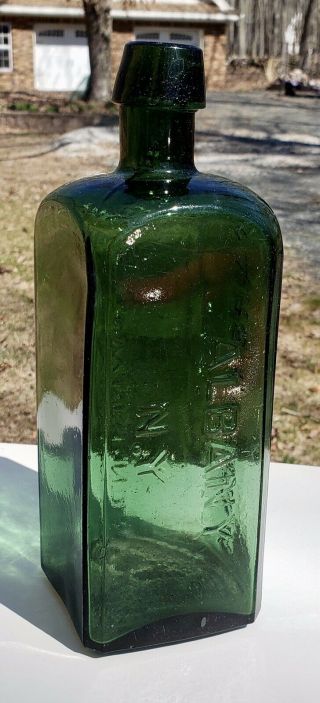 1860 Dr.  Townsend’s Sarsaparilla Bottle,  Dk Emerald Green,  No Pontil,  Rare Mold