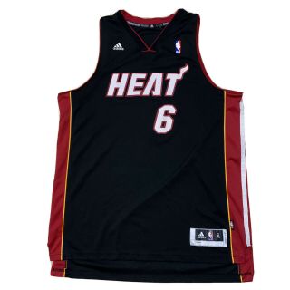 Rare Lebron James Miami Heat 6 Jersey By Adidas Size Xl Black Fire