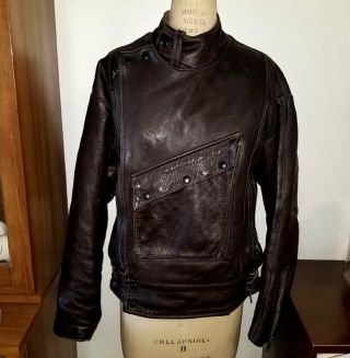 Rare Style Vansons Vintage Leather Biker Jacket 40 Brown