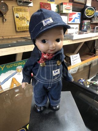 Rare 1940s Vintage Buddy Lee Doll Denim Jeans Overalls Clothing Display