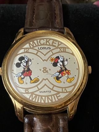 Vtg Lorus Disney Mickey & Minnie Mouse Watch Dual Time Very Rare Vintage Rzj032
