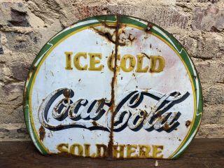 Vintage Coca - Cola Coke Sign All Ice Cold Here Rare Rusty