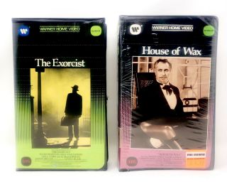 Rare Vintage The Exorcist & House Of Wax Warner Clamshell Vhs Tapes Horror