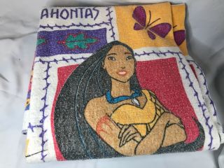Vintage Disney Pocahontas Fashion Tapestry Fleece 72x90 Twin Rare Full Blanket