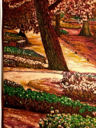Spring Landscape Rare Vintage Millworth Converting Corp Art Print Cotton Fabric