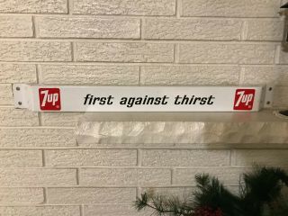 Rare Vintage 7 - Up Soda Porcelain Door Push Sign " First Against Thirst "