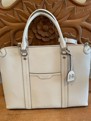 Rare Henri Bendel West 57th Laptop Briefcase In Ivory