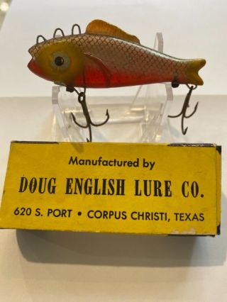 Vintage Fishing Lures Doug English Plugging Shorty Minnow W/ Rare Box Bingo Era