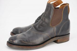 Rare | $690 Rrl Congress 8 D Moc Toe Chelsea Boot Pre Distressed Black Leather