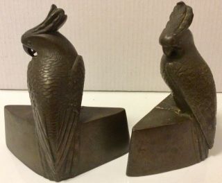 Antique Arts Crafts Mission Bronze Parrot Bookends,  " Jb 287 " Jennings Bros Rare