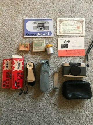 Rare First Year Olympus Pen Ee Camera W/accessories