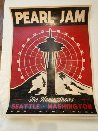 Pearl Jam 2021 Wood Poster Seattle Home Shows Streaming Event Rare
