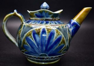 Rare Doulton Lambeth Teapot By Arthur Barlow Dated 1875