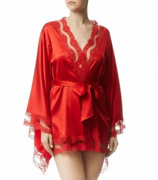 Agent Provocateur Luna Red Silk Robe Kimono Rare Htf S/m