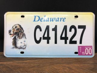 Rare Delaware License Plate Aspca Animal Dog Cat Lover De Tag Htf