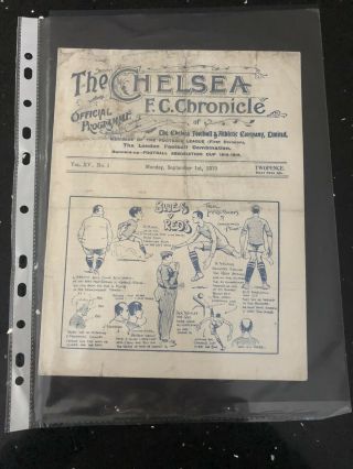 Rare Vintage Chelsea V Sunderland 1919/20 Programme