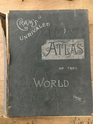 Rare Vintage 1900 Crams Unrivaled Atlas Of The World
