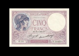 1933 Banque De France 5 Francs Rare Consecutive 2 Of 2 ( (gem Unc))