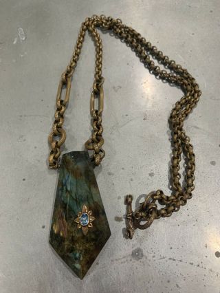Stephen Dweck Bronze Necklace Stone Rare Long Chain