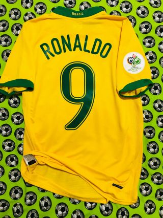 Rare Nike Brazil Brasil Home Soccer Football Jersey World Cup 2006 Ronaldo
