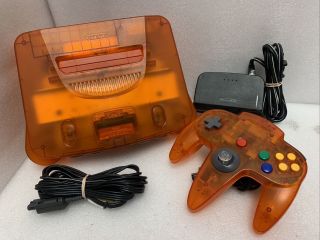 Nintendo 64 Launch Edition Fire Orange Console Rare Oem N64 1996 See - Thru Orange