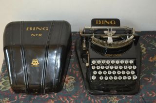 Rare Bing No.  2 Portable Antique Typewriter W/case Germany 1920 Rare