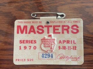 1970 Masters Golf Badge Collectors Item Very Rare Ticket Billy Casper