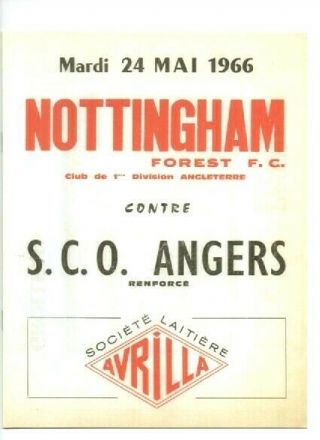 Very Rare Friendly - S.  C.  O Angers (france) V Nottingham Forest