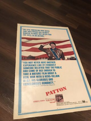 Rare Patton 1970 Linen Backed Movie Poster 20th Century Fox
