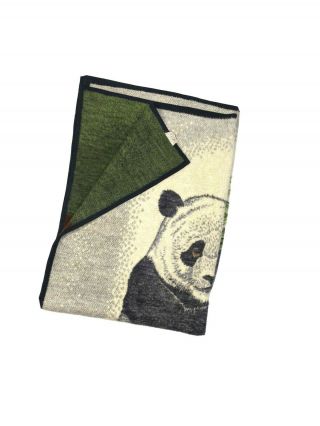 Vintage 70s Rare Biederlack Panda Blanket Quilt Fleece Cover Reversible USA Made 2