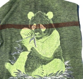 Vintage 70s Rare Biederlack Panda Blanket Quilt Fleece Cover Reversible USA Made 3