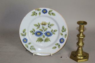 A Rare 17th C Delft Tin Glaze Polychrome 9 " Plate With A Great Floral Design