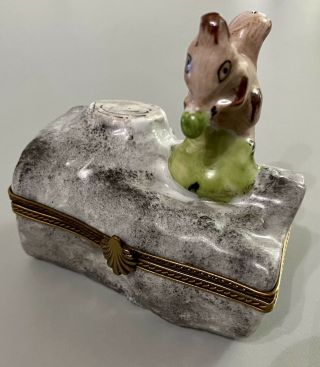 Limoges Squirrel And Nut On Log Rare French Box Handmade In France Peint Main