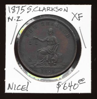 ^^rare^^ 1875 S.  Clarkson Penny Christchurch Nz Sharp Xf (cv $640 Usd) No Rsrv
