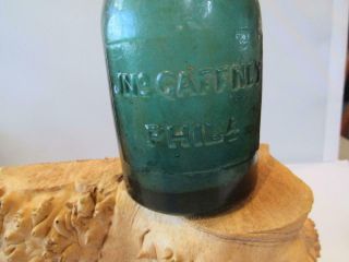 RARE 1860 ' s JNo GAFFNEY Philadelphia Squat Soda Bottle 2