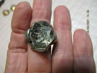Vtg Rare 1996 Alchemy Carta Pewter Ring Sz 10 Clear Skull Stone Made England