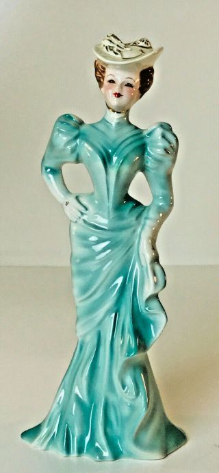 Vintage Florence Ceramics Rare Josephine In Aqua Blue 9 " Figurine