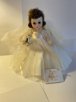 Rare Vintage 1954 Madame Alexander 8 " Sl Wendy Kin Bride Doll Tagged