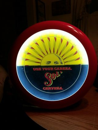 Sol Beer Neon Light Up Motion Moving Spinning Bar Sign Man Cave Rare Needs Work