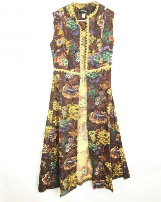 Vintage 1969 Gunne Sax Floral Dress Black Label Rare Design Stunning